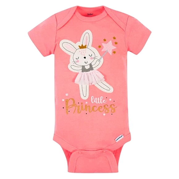 NWT Gerber 5 Pack Ballerina/Bunny Theme Short Sleeve Onesies Set☆6-9mo☆ - Picture 2 of 15